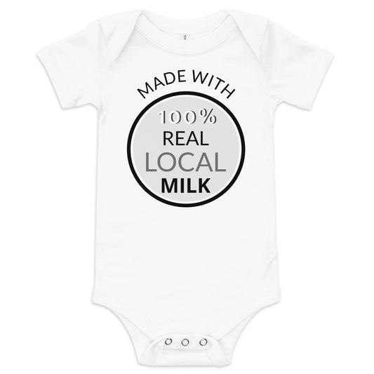 This bodysuit is a delightful way to show off your love for local milk. Get your little one dressed in style with this cute bodysuit!!