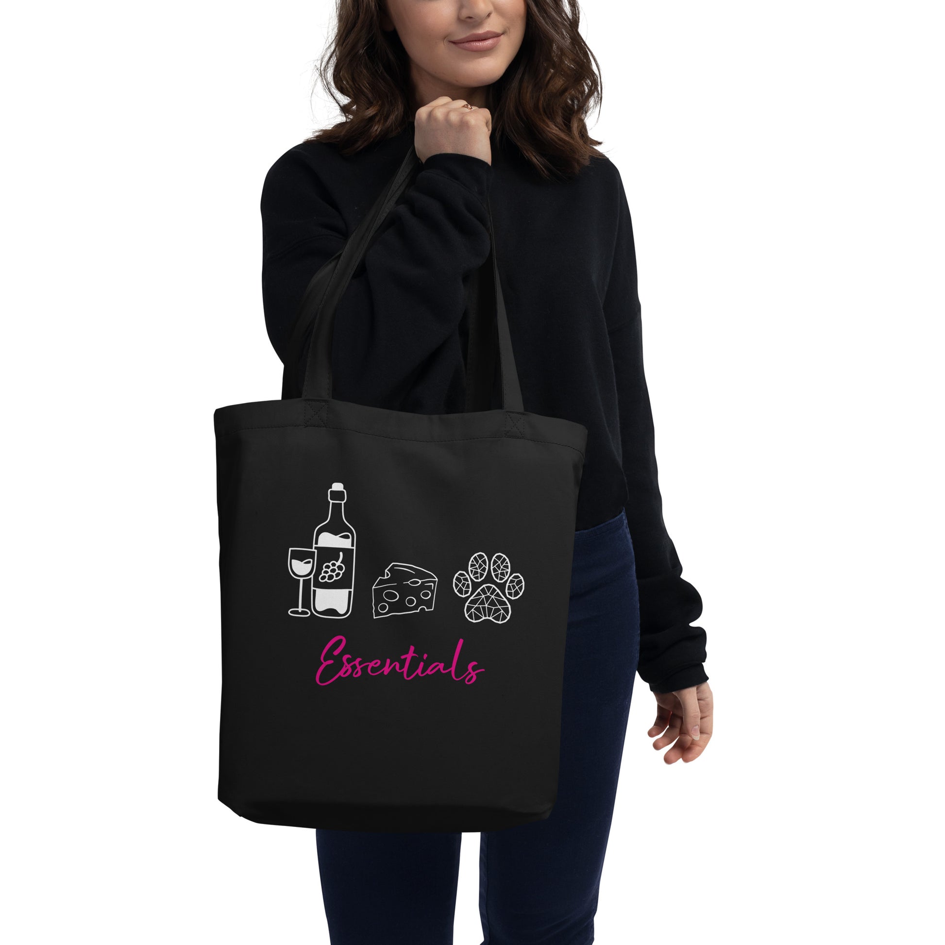 Essentials Tote Bag Wine Cheese and Pet