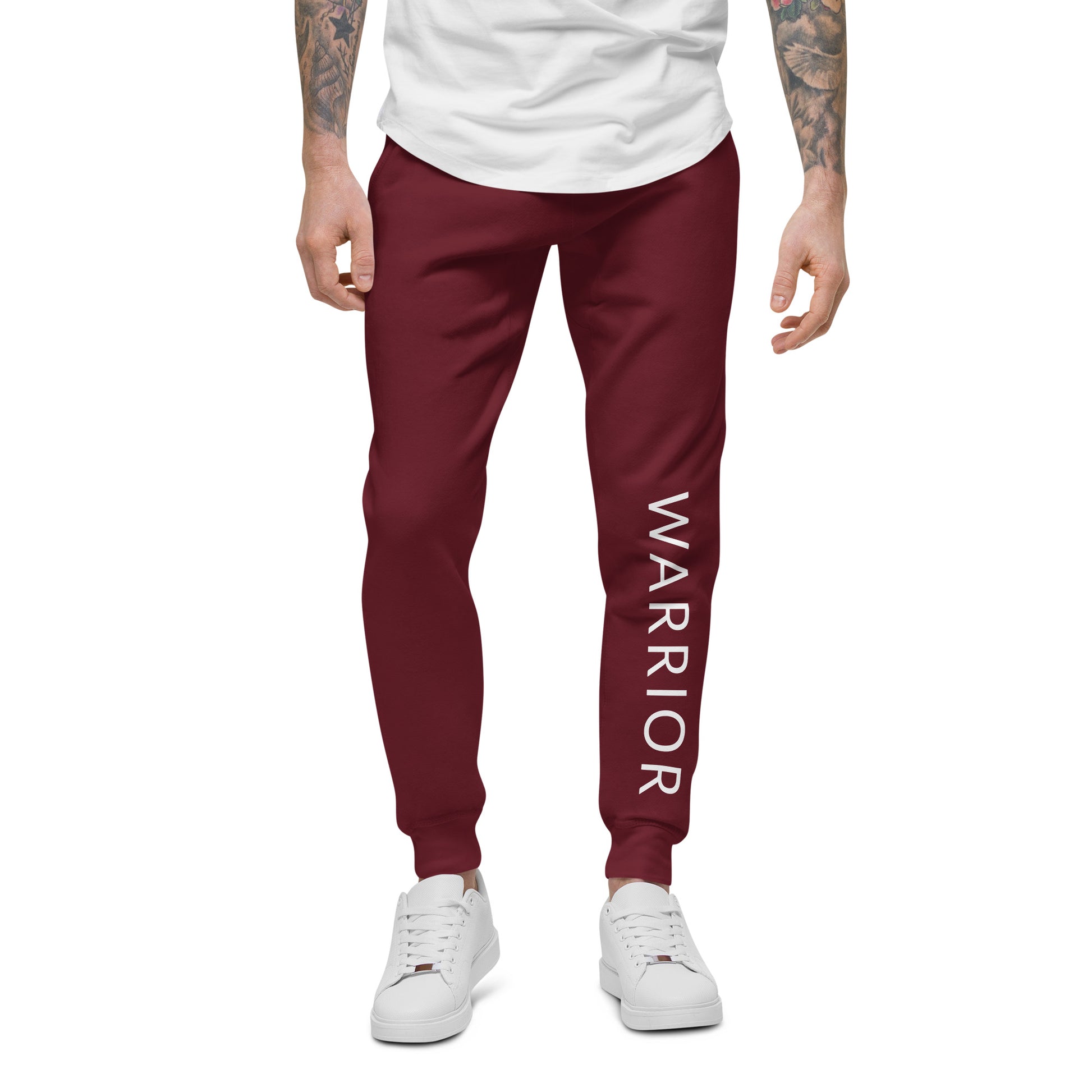 Maroon Warrior slim fit style fleece joggers