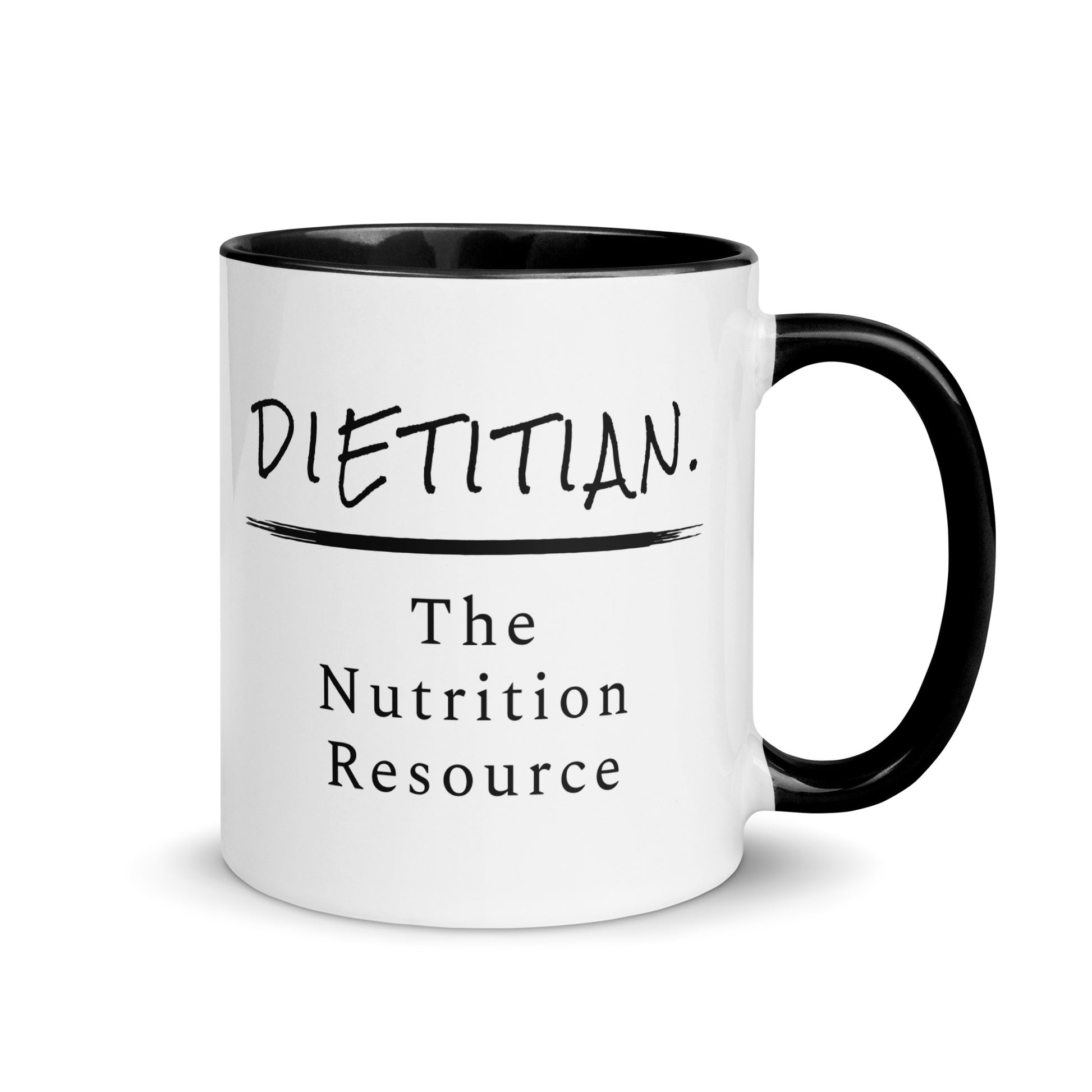 Dietitian Nutrition Resource Mug 11 oz with black handle and inside