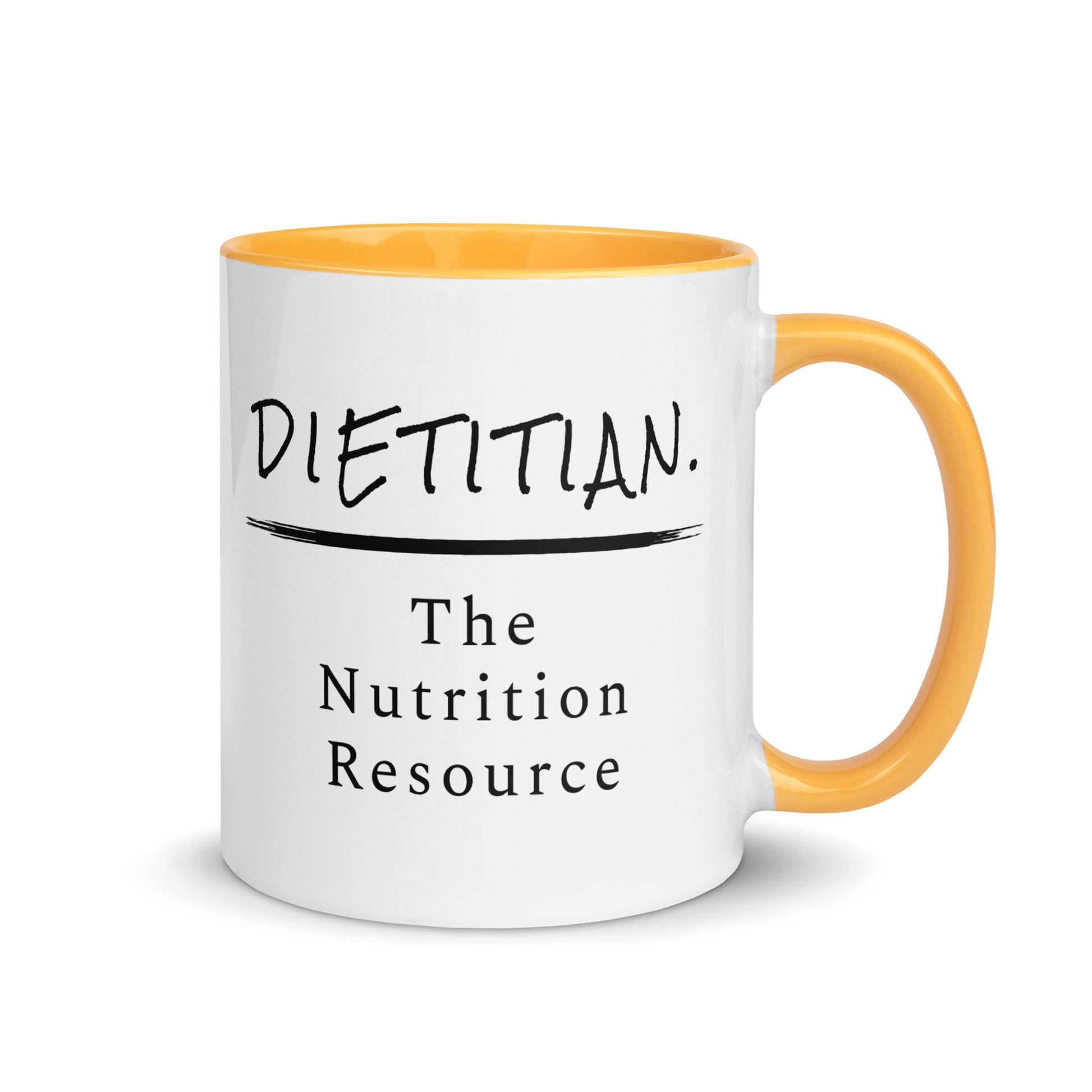 Dietitian Nutrition Resource Mug 11 oz with golden yellow features