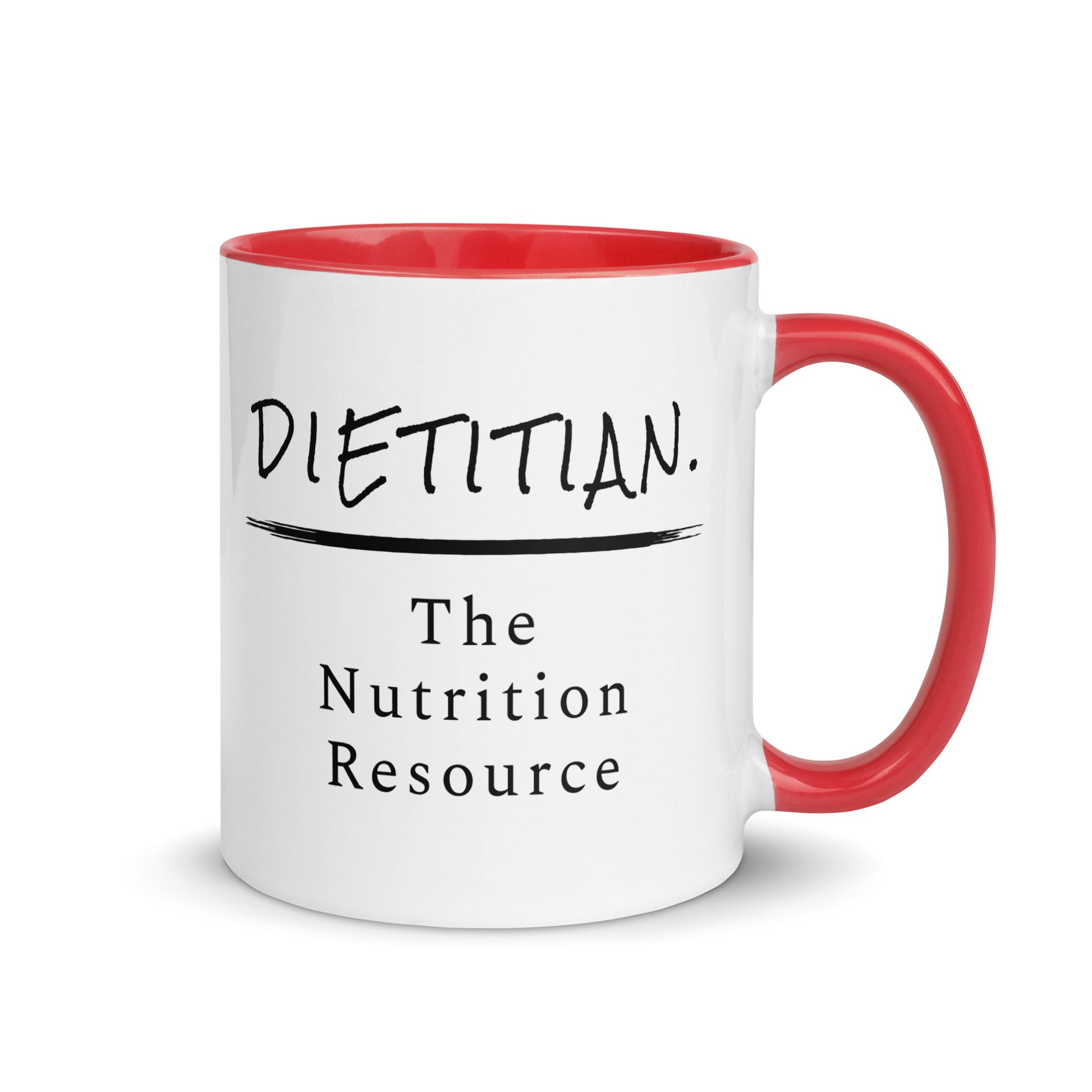 Dietitian Nutrition Resource Mug 11 oz with red handle and inside