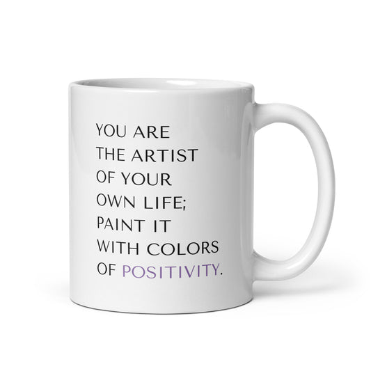 11 oz positivity mug to inspire and support mental health and creativity