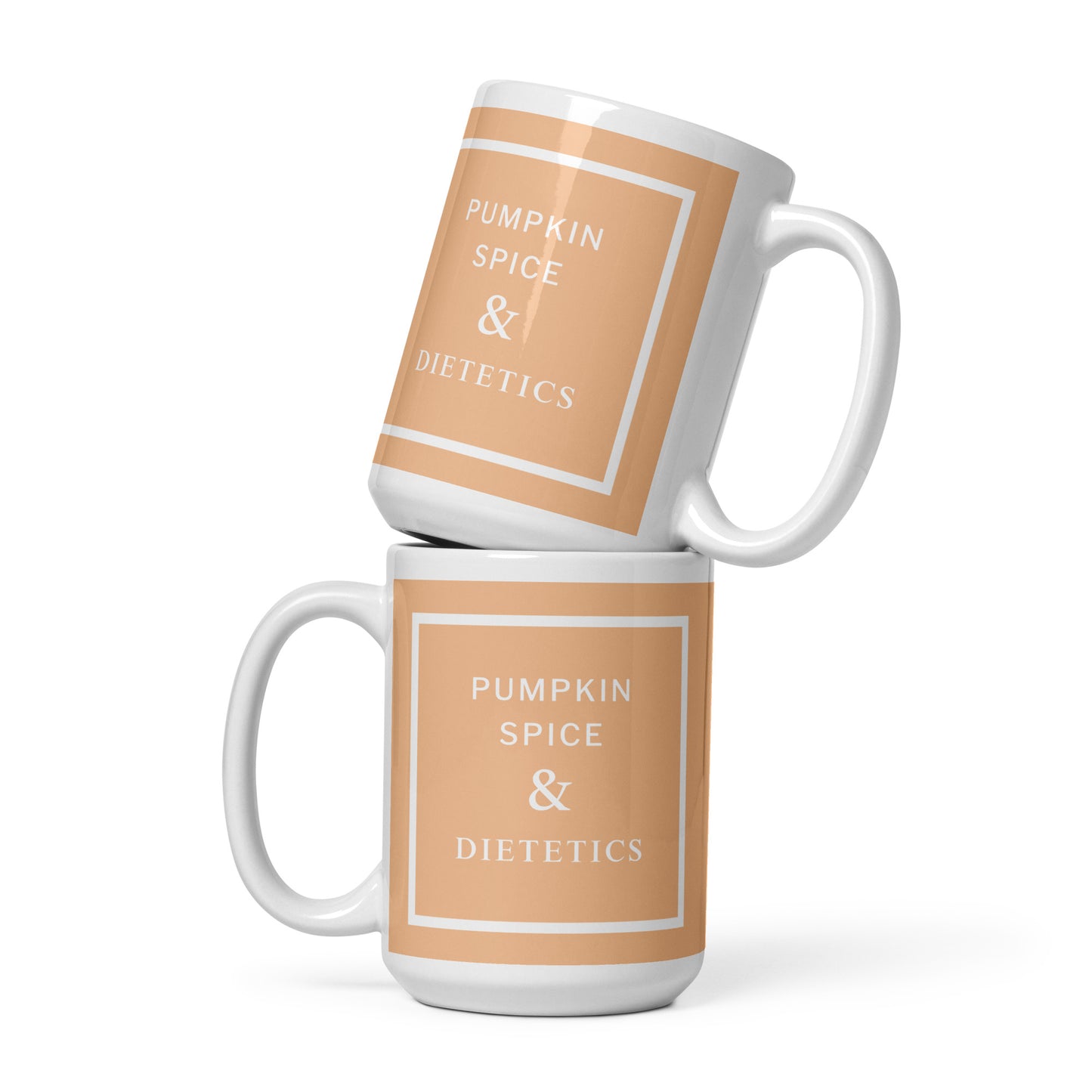 Pumpkin Spice & Dietetics 15 oz mugs front view